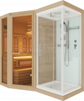 Двухместная угловая комбинированная сауна Comfort из кедра с Душевой кабиной