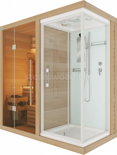 Одноместная комбинированная сауна Luxury из кедра с Душевой кабиной