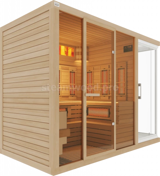 Четырехместная комбинированная сауна Comfort  из кедра с Душевой кабиной